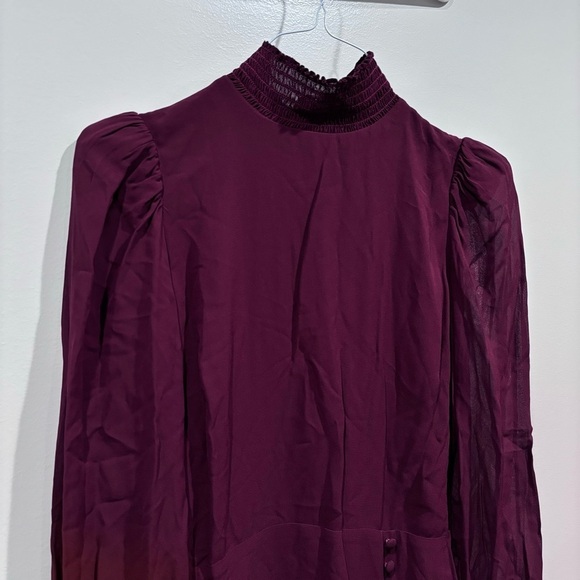NWT! Reformation Stevie Long Sleeve High Neck Midi Dress In Plum Burgundy Size 4 - Picture 7 of 12
